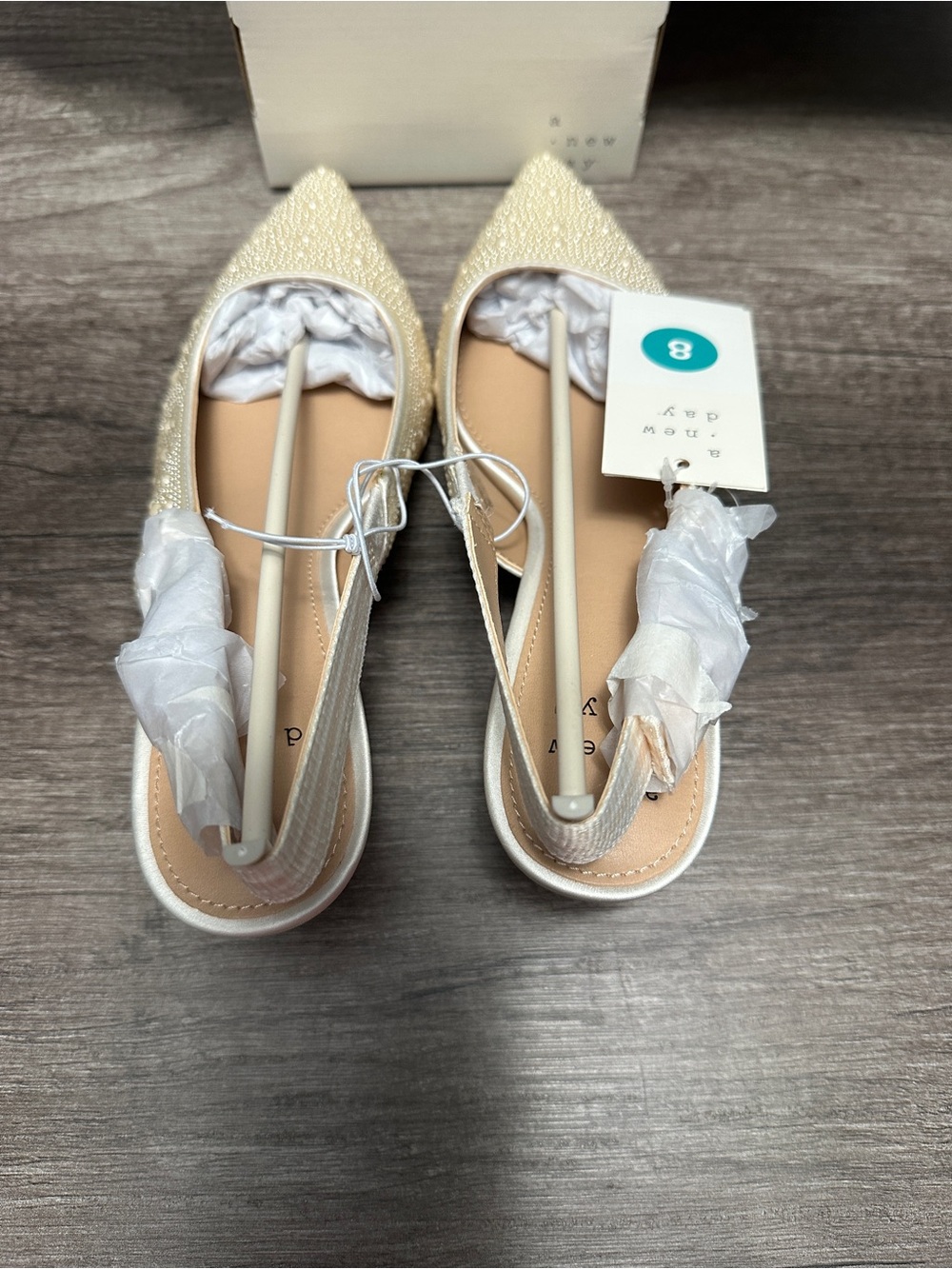Target cream & gold pearl embellished slingback heels in US 8 - Picture 6 of 8